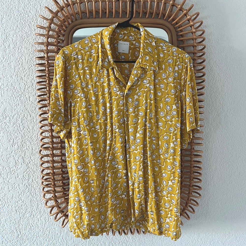 Sandro Mens Camp Collar Casual Button Down